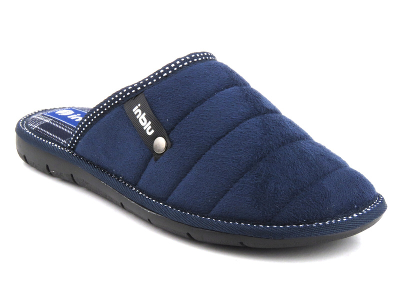 Kapcie męskie z miękkiego materiału - Inblu 91-27, granatowe