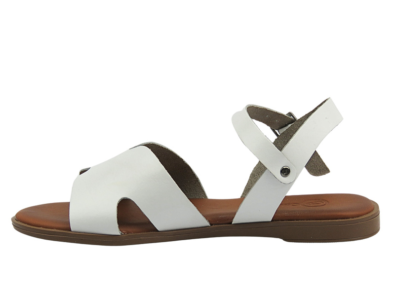 Sandały damskie białe na płaskiej podeszwie Cambell 25-64302