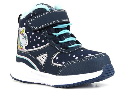 Śniegowce dziecięce z jednorożcem - AMERICAN CLUB Softshell RL 93/22, granatowe