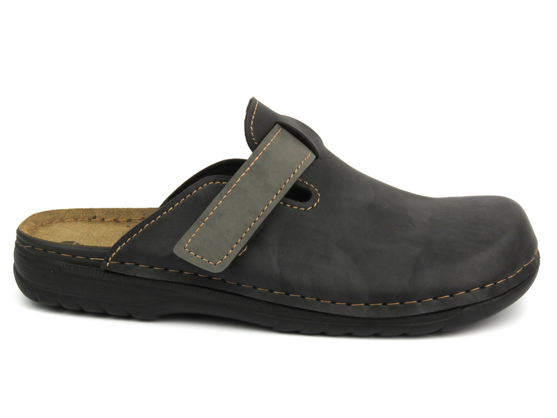 Zabudowane klapki męskie ze skórzaną wkładką czarne Inblu 35-23