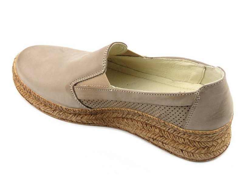 Półbuty damskie, espadryle polskiej marki Helios 350S, beżowe