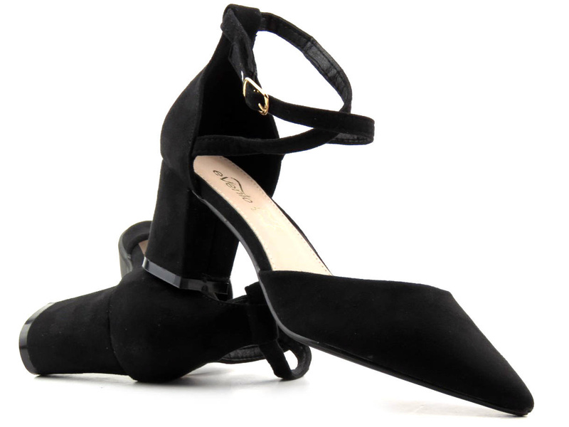 Eleganckie sandały, czółenka damskie na słupku - Evento 20SD98-1627, czarne