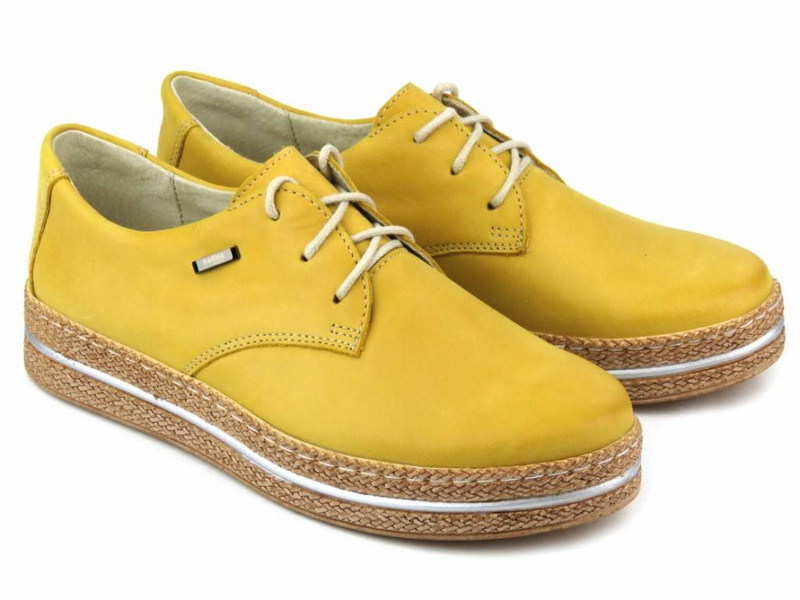 Półbuty damskie wiosenne a la espadryle - HELIOS Komfort 380, żółte