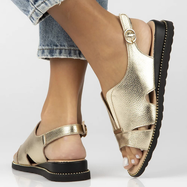 Skórzane sandały damskie złote Filippo DS4470/25