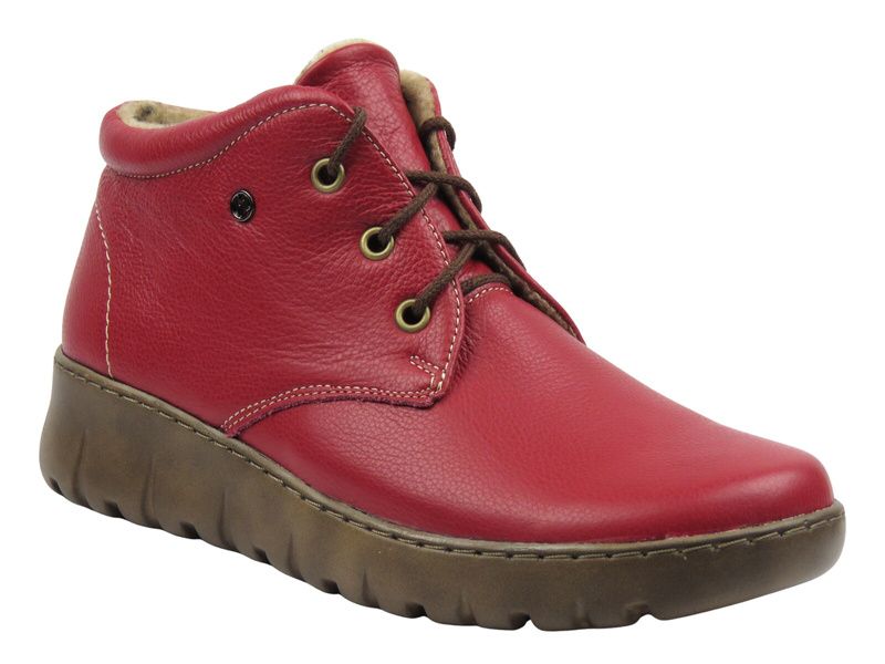 Botki damskie polskiej marki czerwone HELIOS Komfort 793