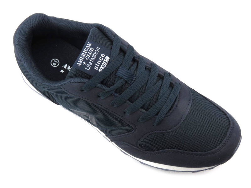Sneakersy męskie sznurowane - AMERICAN CLUB WT135/23, granatowe