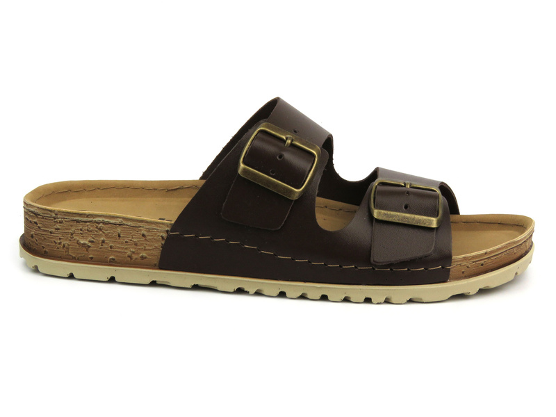 Klapki męskie z klamrami ciemnobrązowe INBLU RU-2I