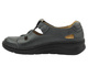 Skórzane półbuty damskie zapinane na rzep grafitowe Helios Komfort 437