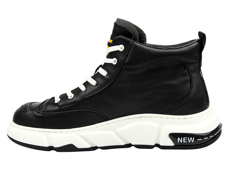 Skórzane sneakersy męskie za kostkę - JOHN DOUBARE 23Q9217, czarne