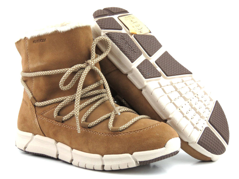 Śniegowce, eskimoski damskie - GEOX Amphibiox J26APC, brązowe