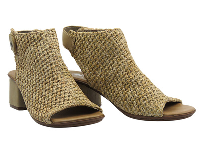 Sandałki damskie na obcasie - RIEKER 64670-60, beżowe