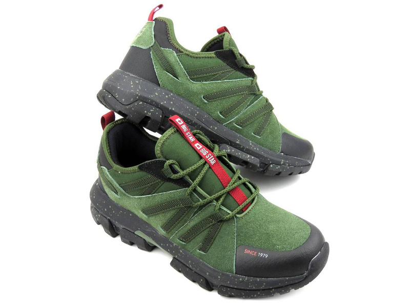 Trekkingi męskie na grubej podeszwie - BIG STAR II174235 z memory foam system, khaki