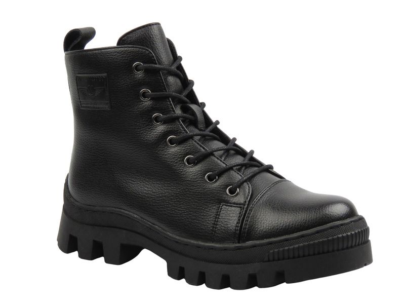 Skórzane botki damskie czarne Cambell 25-19370