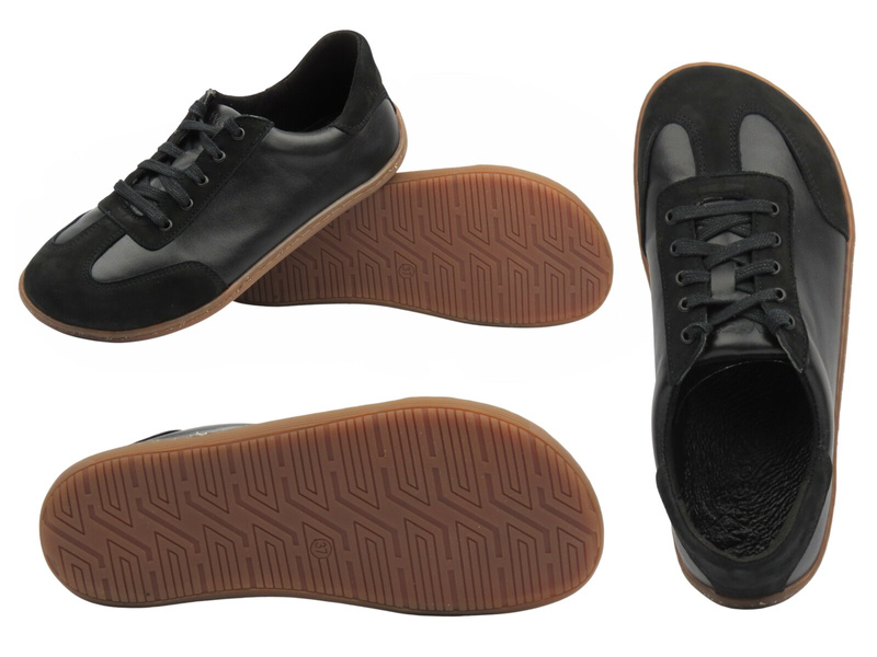 Barefoot skórzane minimalistyczne półbuty damskie czarne Wasak 0744 tegość H