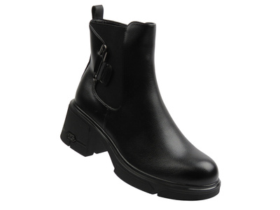 Ocieplane, klasyczne botki damskie czarne Potocki 25-12698