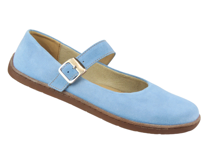 Barefoot skórzane minimalistyczne półbuty damskie Nika Komfort 1445, błękit