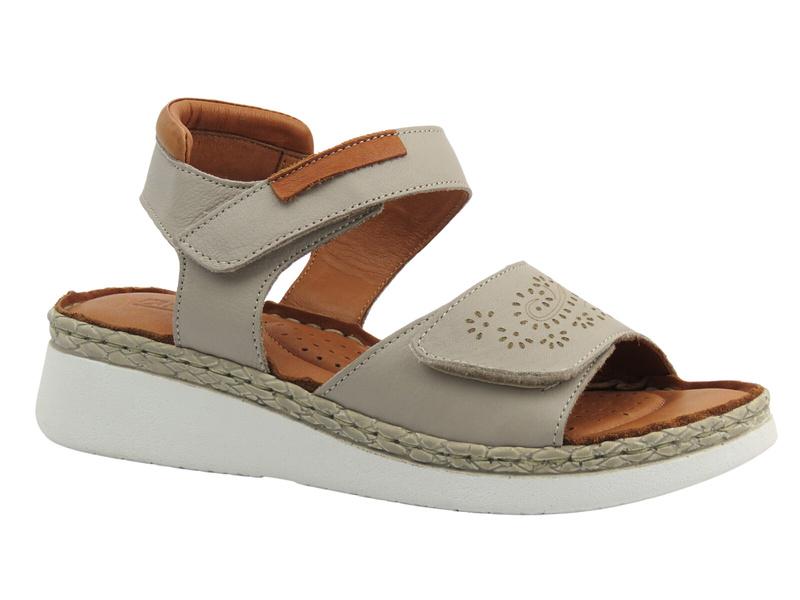 Sandały damskie na koturnie - Artiker 56C0350, szare