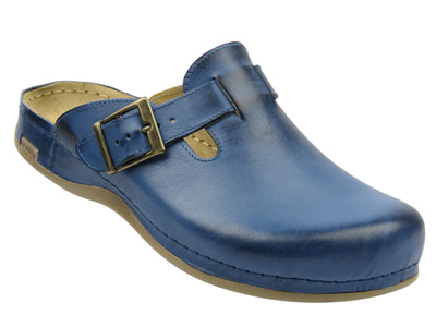 Skórzane klapki męskie granatowe Leon 707M