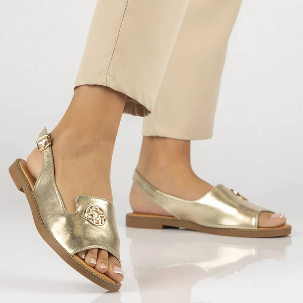 Sandały damskie ze skórzaną wkładką - Filippo DS3666/24, złote