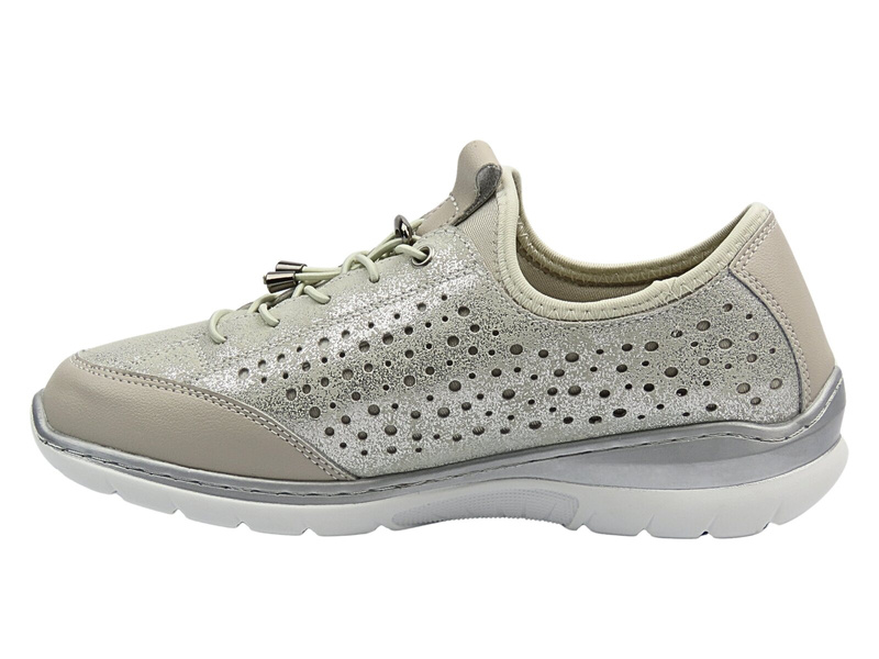 Ażurowe półbuty damskie srebrne Evento 25SP18-8453