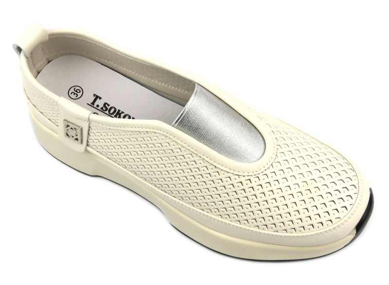 Ażurowe sneakersy damskie - Sokolski HW W24-456, beżowe