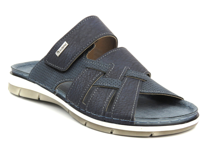 Wygodne klapki męskie na rzep - INBLU TE-04, granatowe
