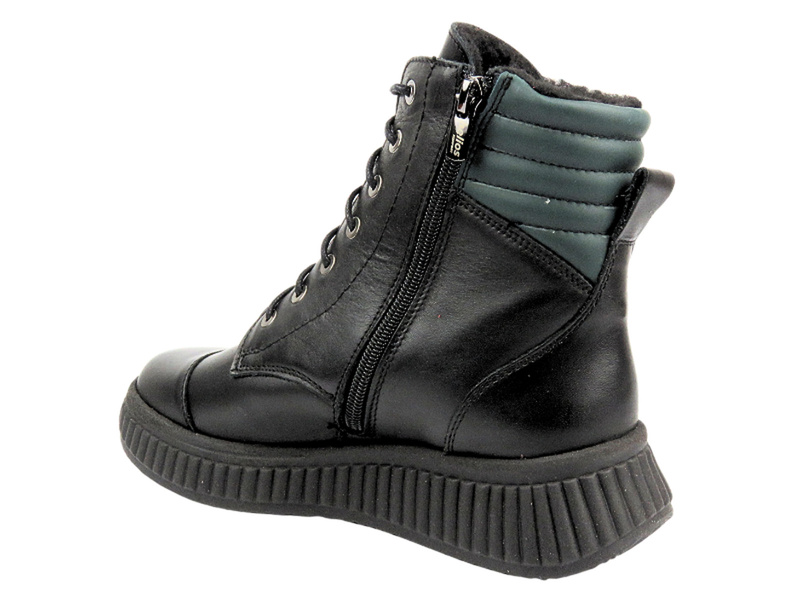 Skórzane botki damskie na zamek czarne HELIOS Komfort 599