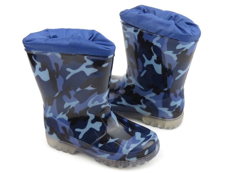 Wysokie kalosze dziecięce moro - WOJTYŁKO 4321G, granatowe