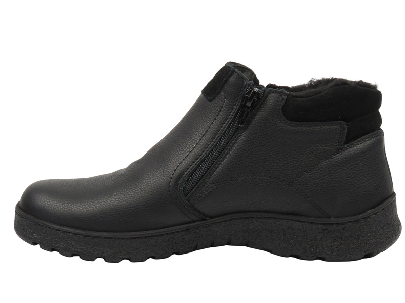 Ciepłe, wygodne trzewiki męskie polskiej marki Helios 827, czarny 2
