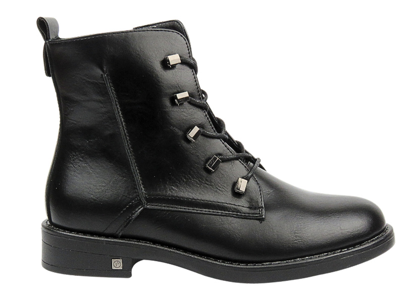 Ocieplane Botki Damskie - Potocki 24-12456 Czarne Na Zamek