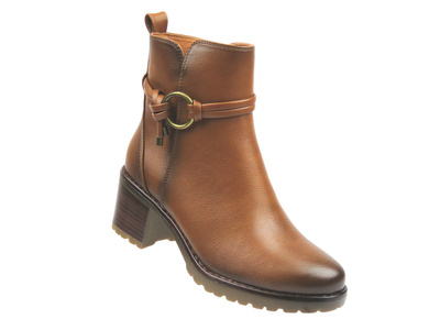 Botki damskie na wygodnym obcasie brązowe Potocki 25-12527