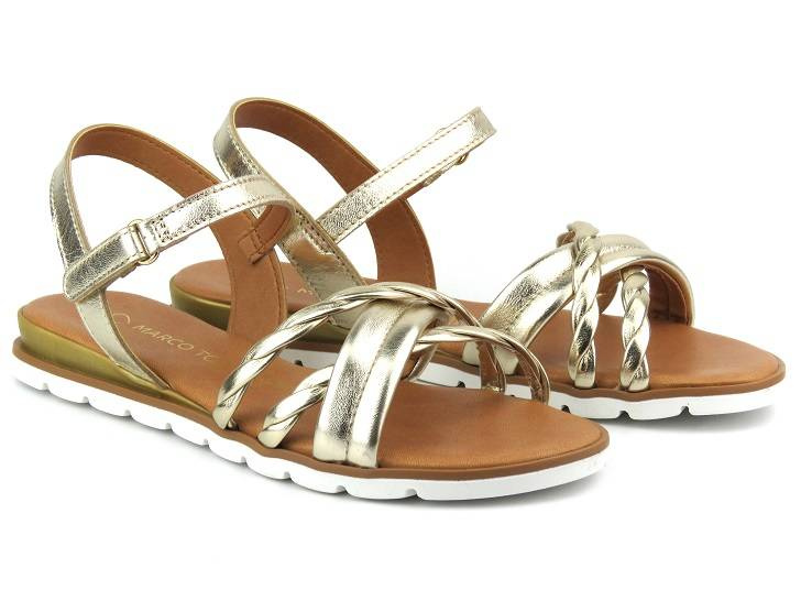 Sandały damskie płaskie - MARCO TOZZI 28129, złote