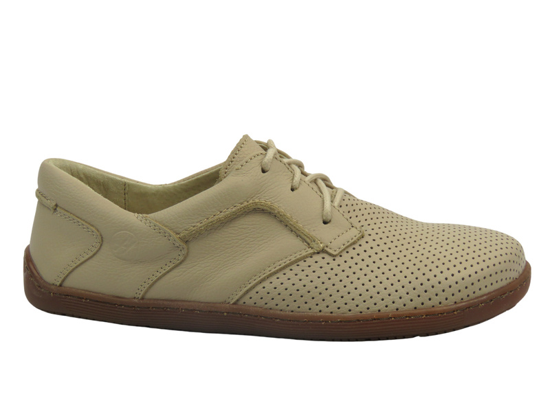 BareFoot skórzane minimalistyczne buty damskie ecru Helios Komfort 715-2B 