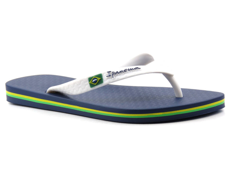 Gumowe japonki męskie IPANEMA 80415, niebiesko-białe z flagą Brazylii