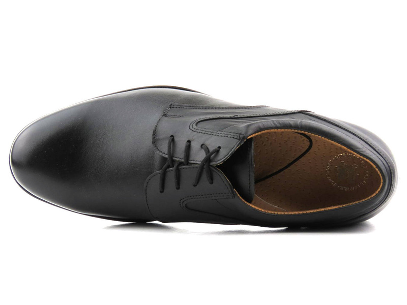 Skórzane półbuty męskie eleganckie MOSKAŁA A119, czarne