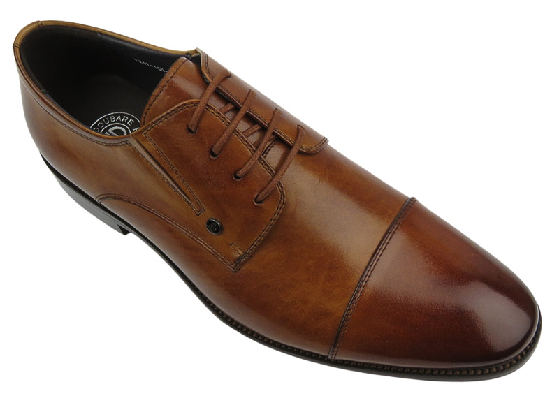 Eleganckie półbuty męskie skórzane - JOHN DOUBARE T241-155-A06, brązowe 