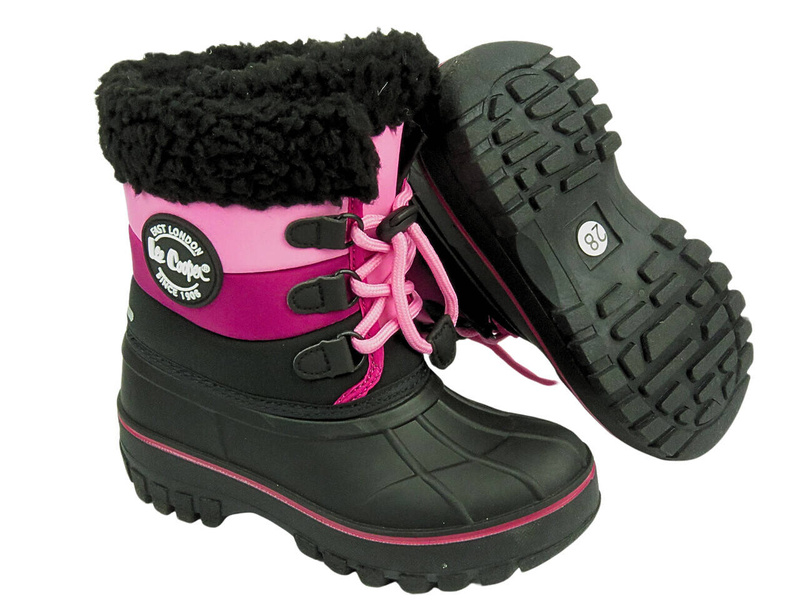 Śniegowce dziecięce - LEE COOPER LCJ-24-44-2855K, czarno-różowe