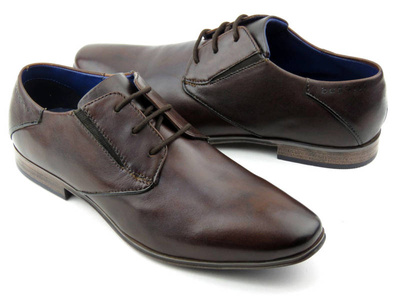 Eleganckie półbuty męskie ze skóry naturalnej - BUGATTI 312-A311E-4100, brązowe