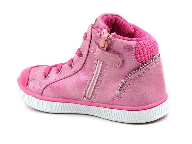 Trzewiki dziecięce sportowe z serduszkami - AMERICAN CLUB K13153, fuksjowe
