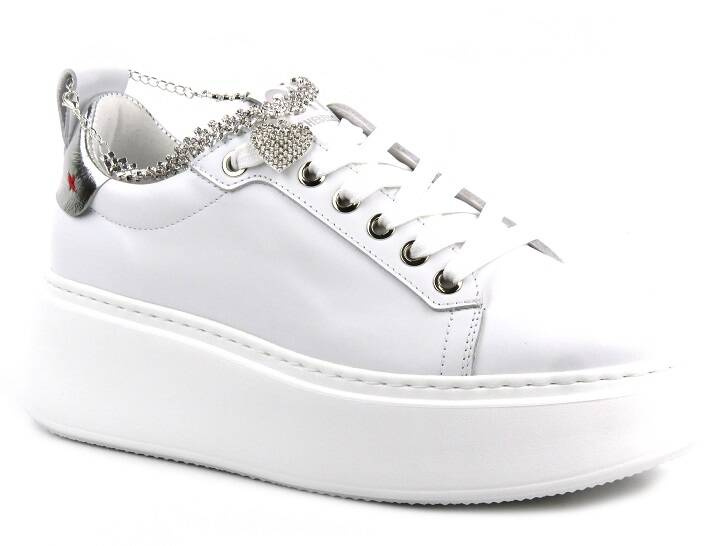 Sportowe buty damskie na platformie - CheBello 4406, białe