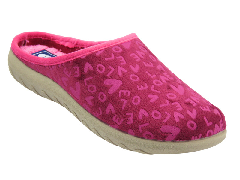 Miękkie kapcie damskie domowe Inblu ET-32, bordowy