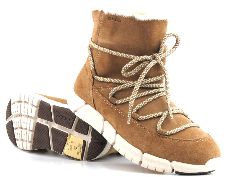 Śniegowce, eskimoski damskie - GEOX Amphibiox J26APC, brązowe