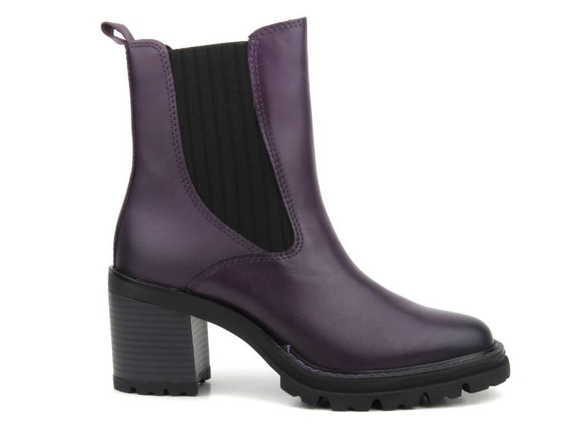 Wysokie, skórzane botki damskie na słupku - MARCO TOZZI 504 -M2582841, fioletowe
