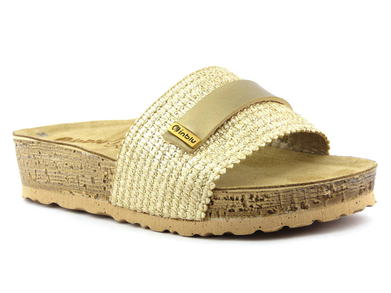 Klapki damskie ze skórzaną wkładką - INBLU NM-25, platynowe