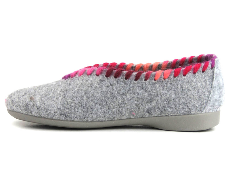 Ciepłe, filcowe kapcie damskie wysokie - MANITU 340029-91, szare