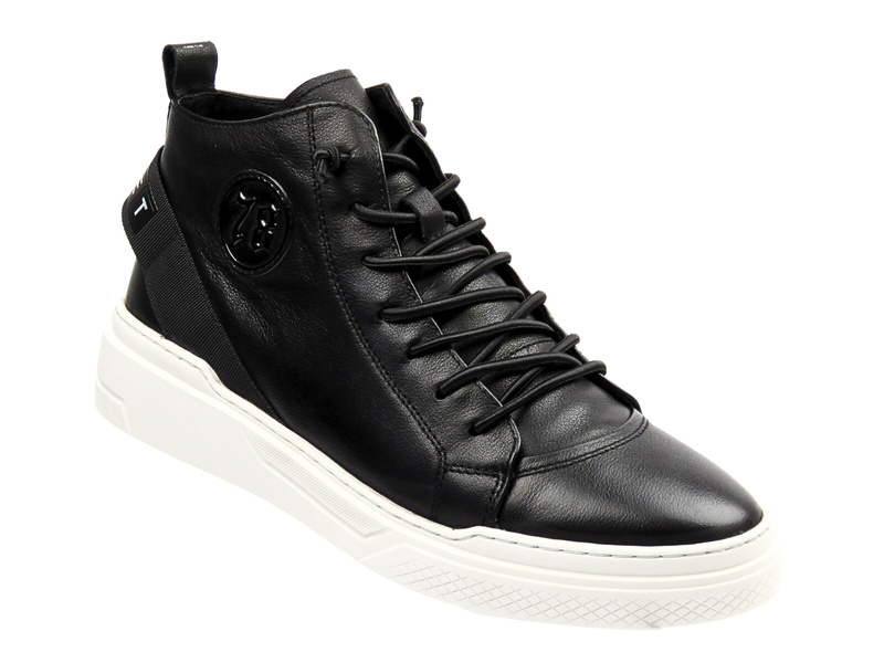 Sneakersy męskie, buty sportowe - JOHN DOUBARE LD1951, czarno - białe