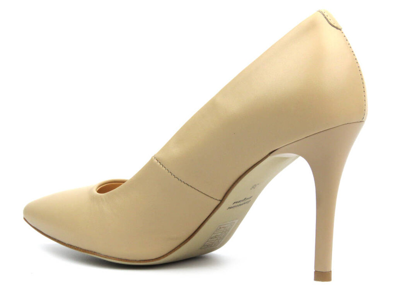 Eleganckie szpilki z noskiem w szpic - UNCOME 35004, beżowe