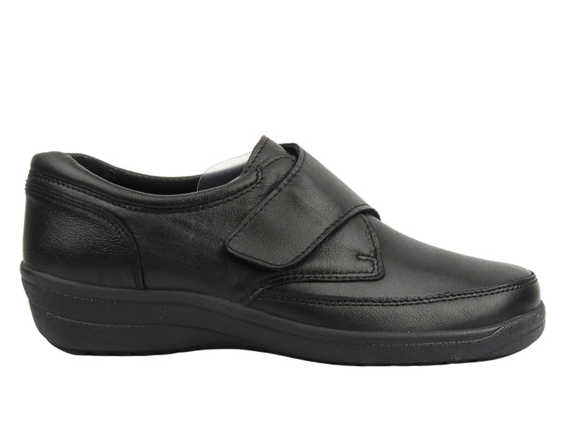 Półbuty damskie o podwyższonej tęgości H - Comfortabel 940380-01, czarne