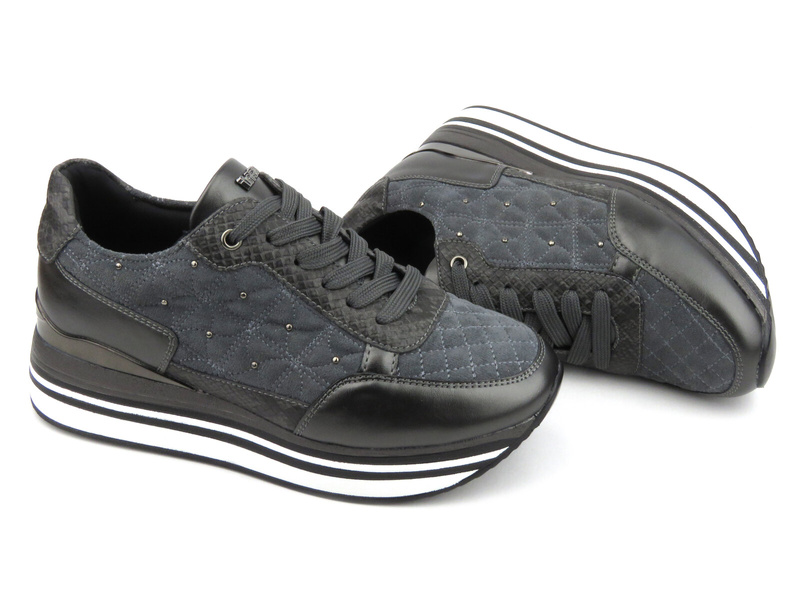 Sneakersy damskie na platformie - INBLU IN001316, szare