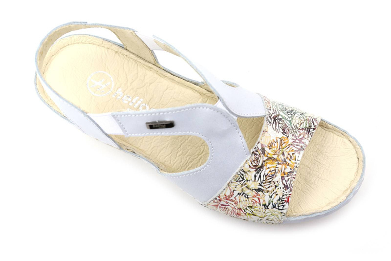 Sandały damskie na koturnie - Helios Komfort 108, srebrne